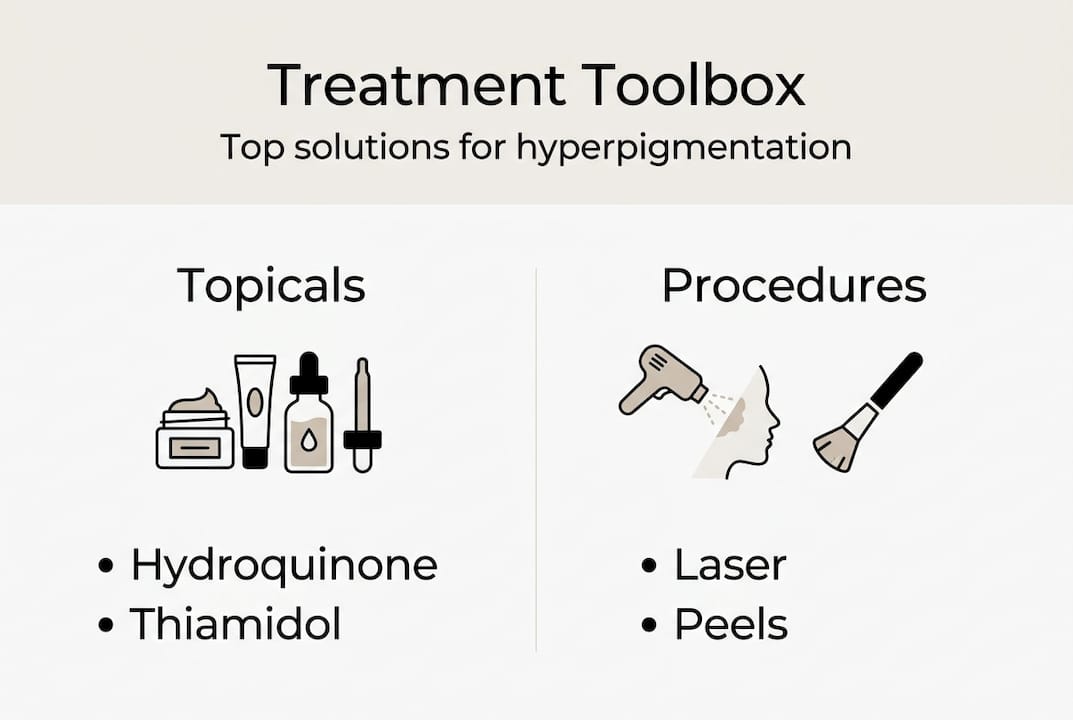 Infographic with main hyperpigmentation treatment options