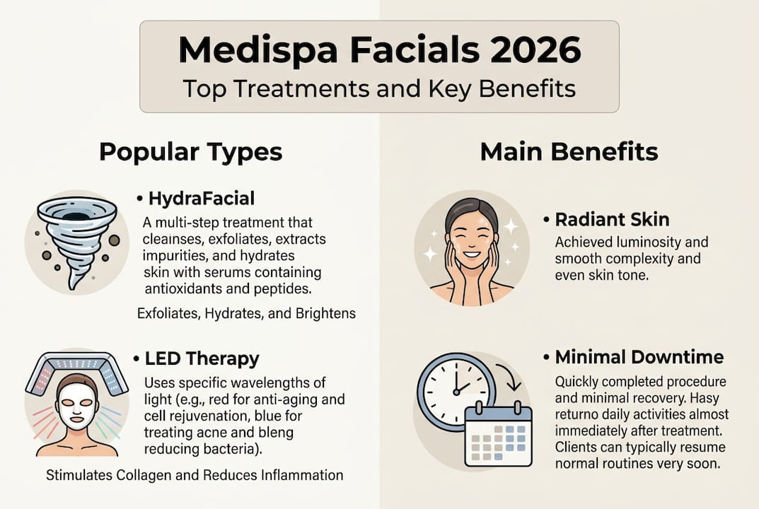 Infographic of medispa facial types and benefits