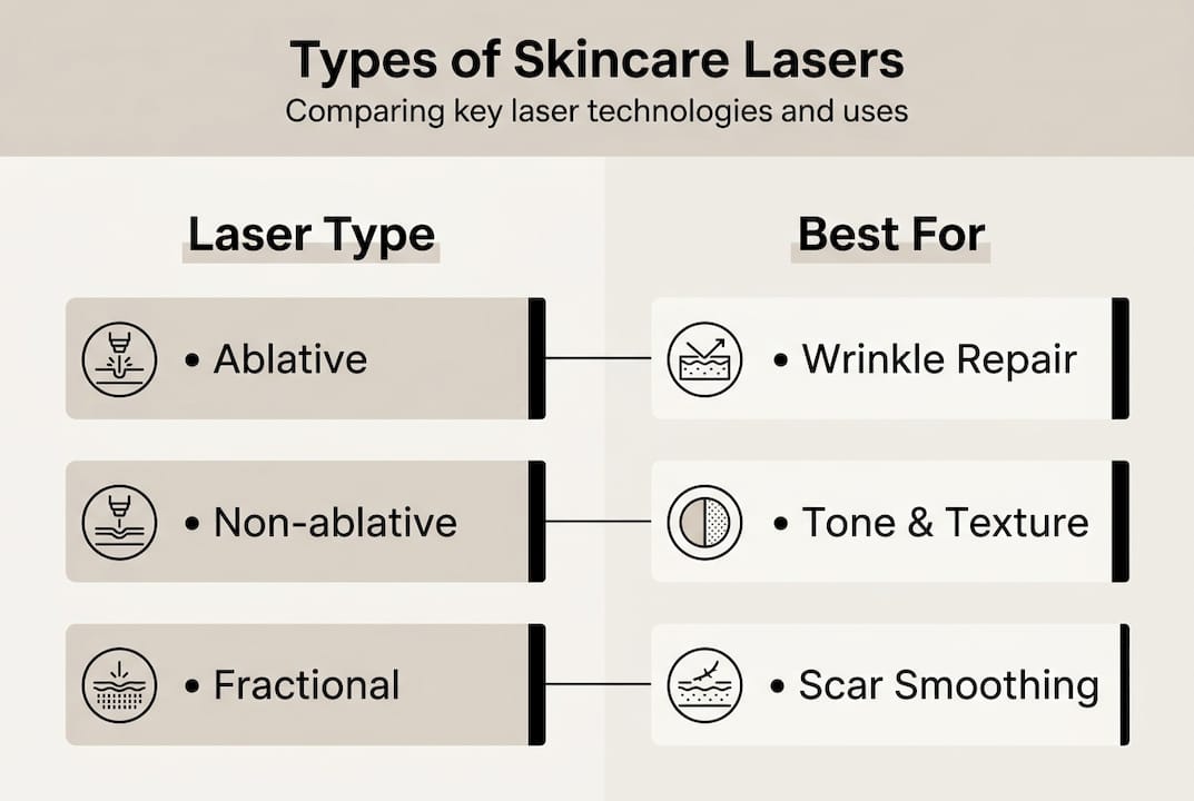 Infographic comparing laser types for skincare