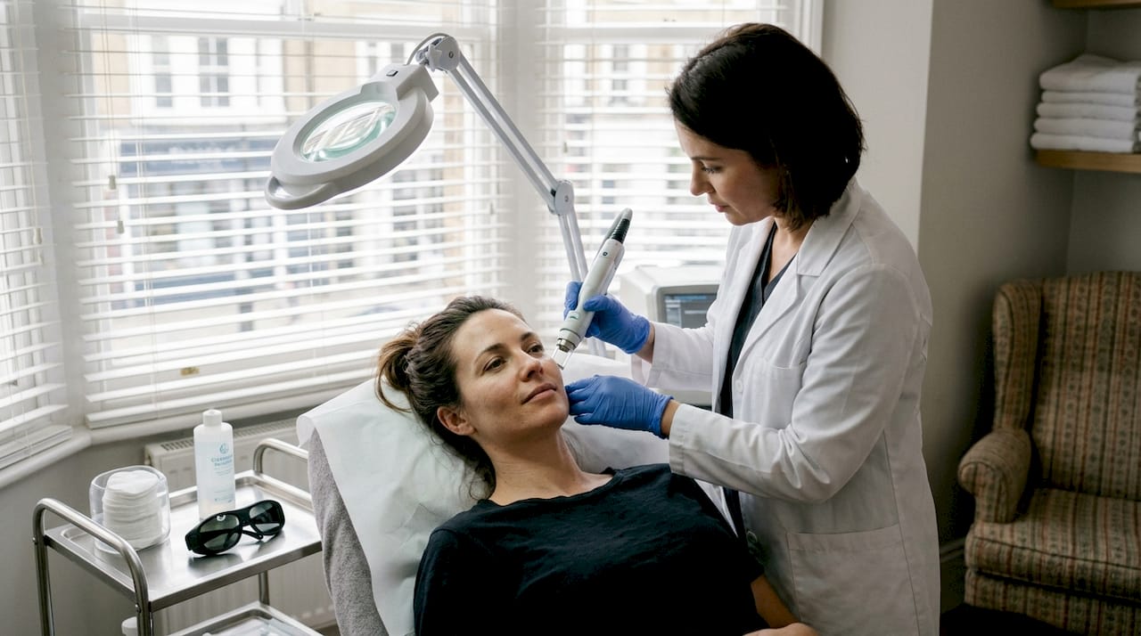 Laser facial treatment in professional clinic setting