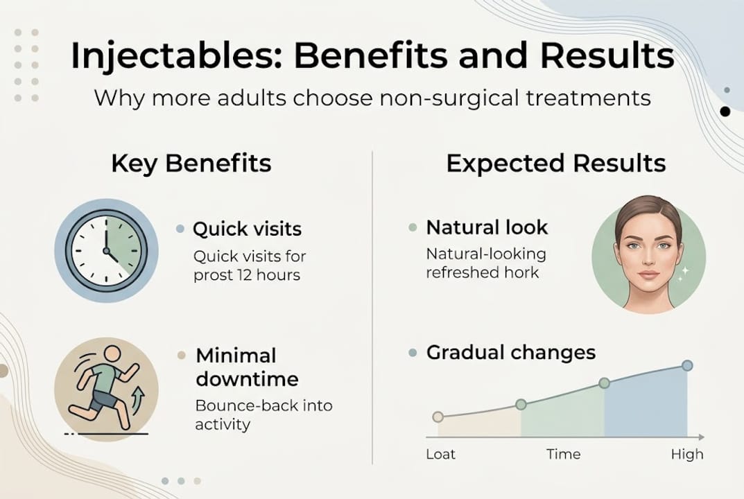 Infographic comparing injectable benefits and results