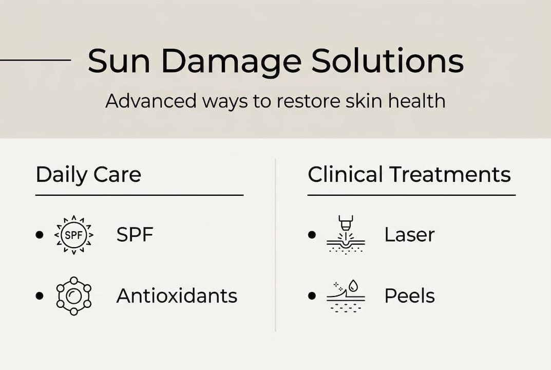 Infographic outlining sun damage solutions