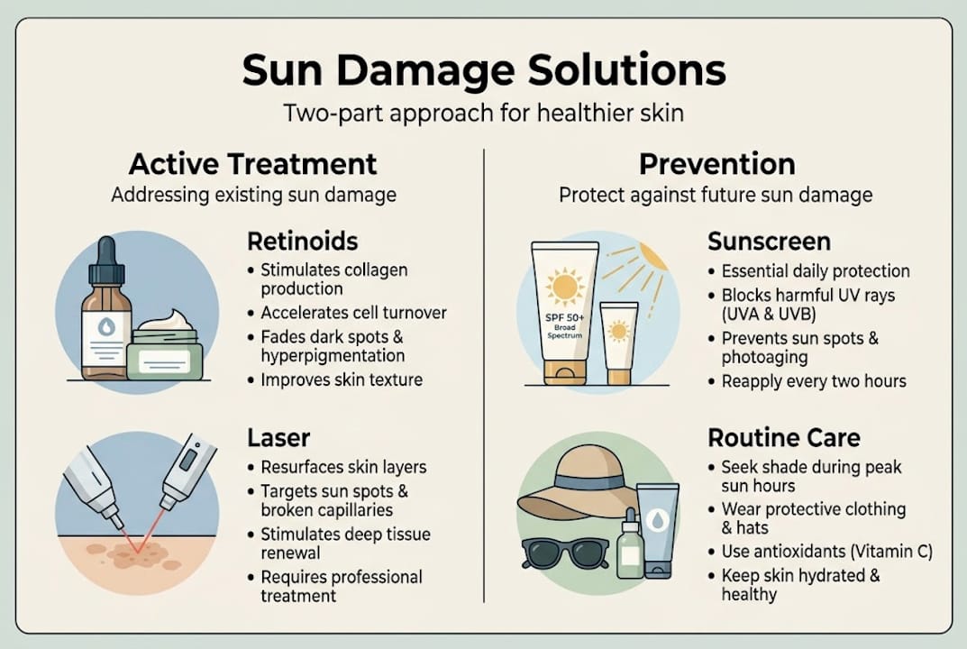 Infographic of sun damage treatment options