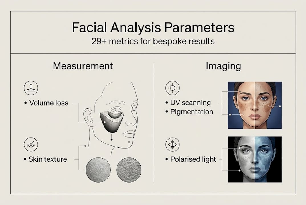 Infographic showing facial analysis parameters