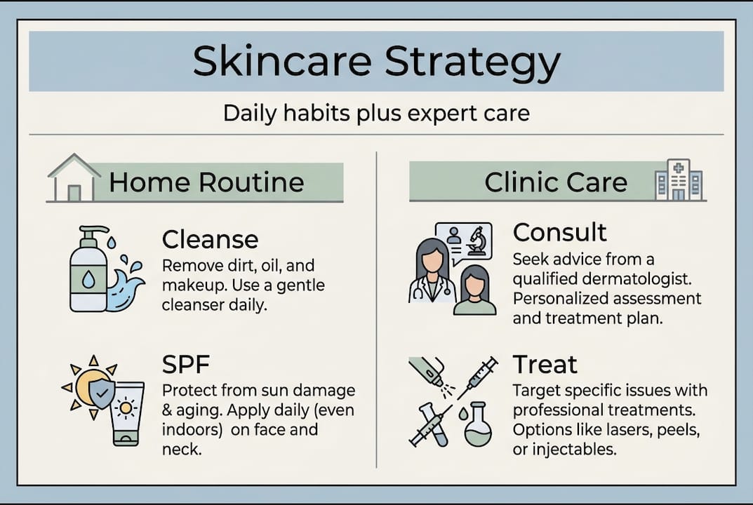 Infographic outlining skincare strategy steps
