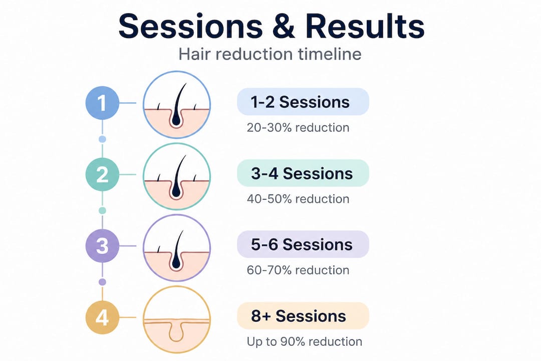 Infographic showing laser hair removal results timeline