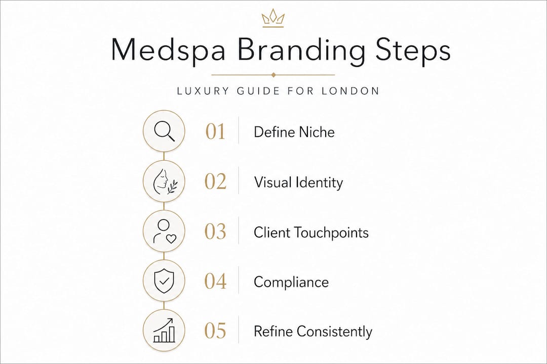 Infographic outlining luxury medspa branding steps