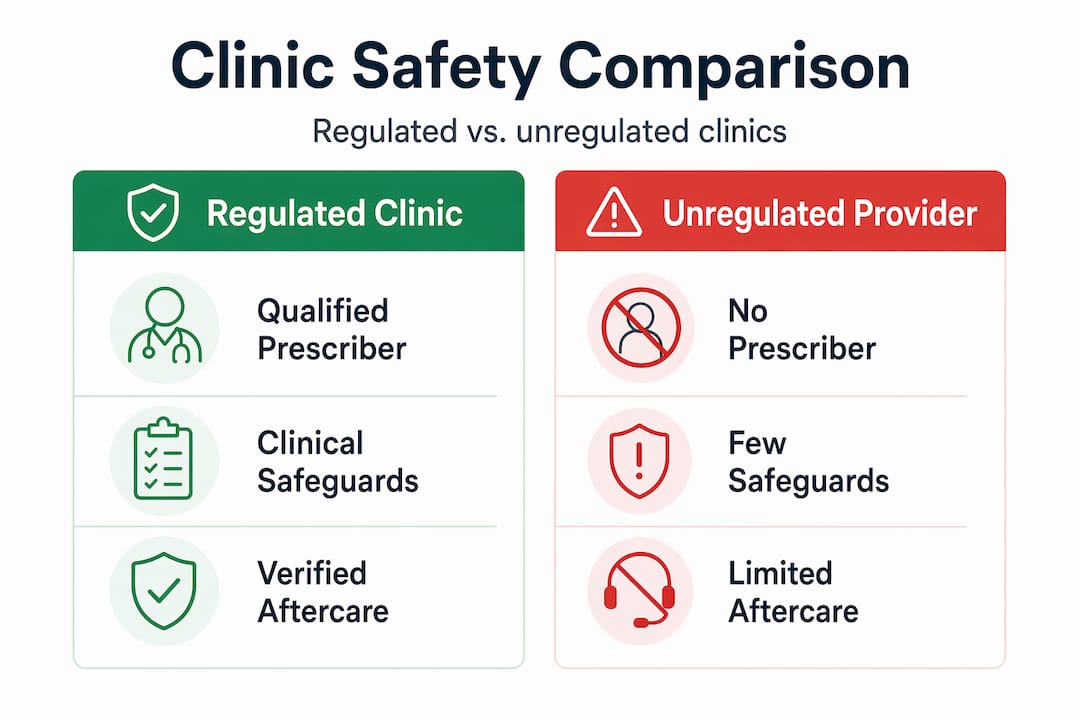 Clinic safety features illustrated in comparison