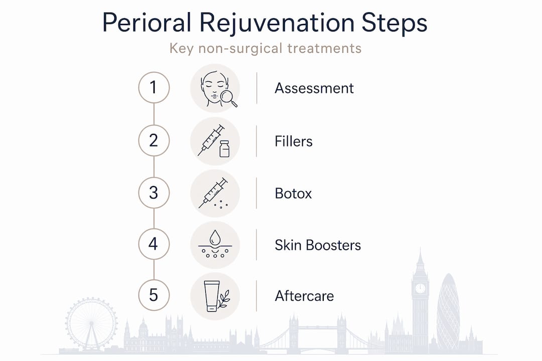 Infographic showing steps of perioral rejuvenation