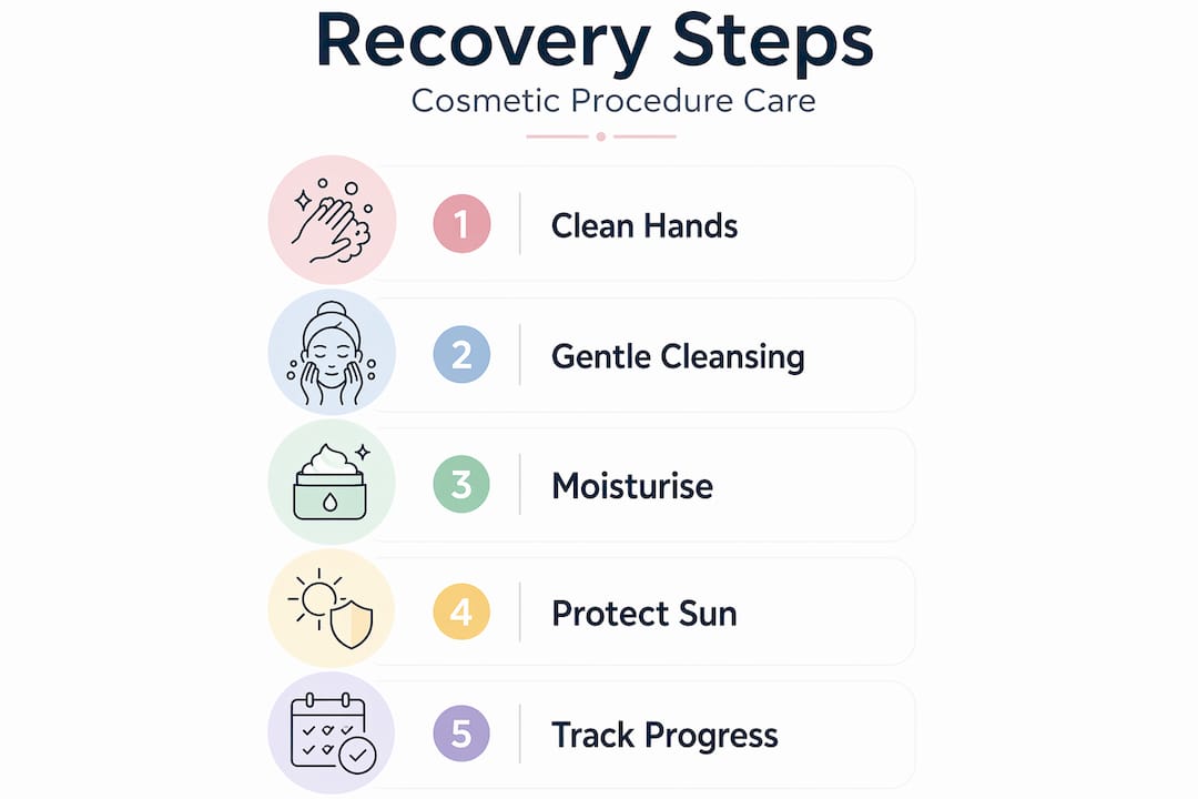 Infographic showing cosmetic recovery process steps