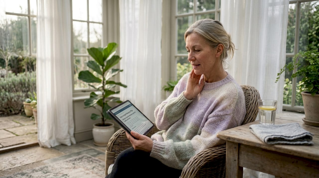 Woman reviewing thread lift recovery tips
