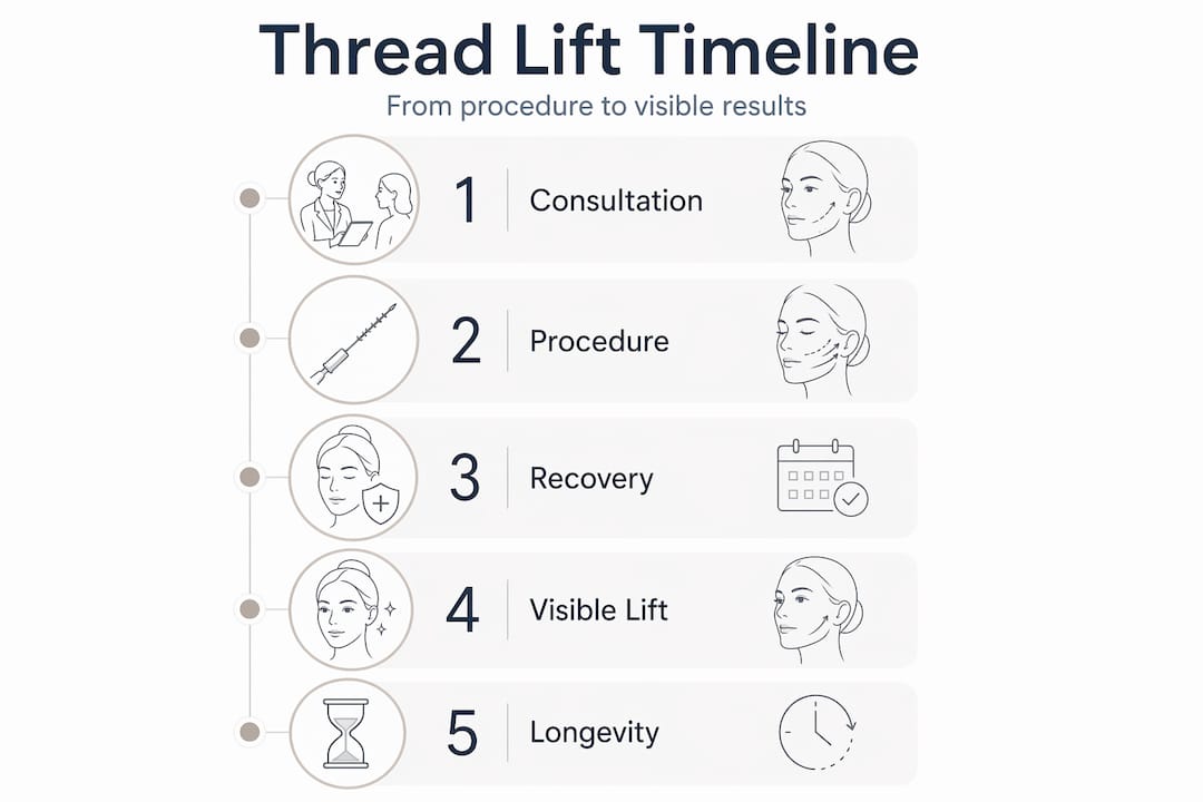 Infographic showing thread lift process timeline