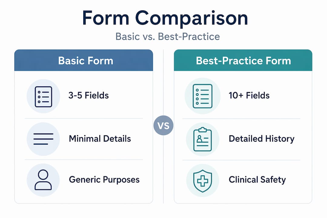 Infographic comparing basic and best-practice forms