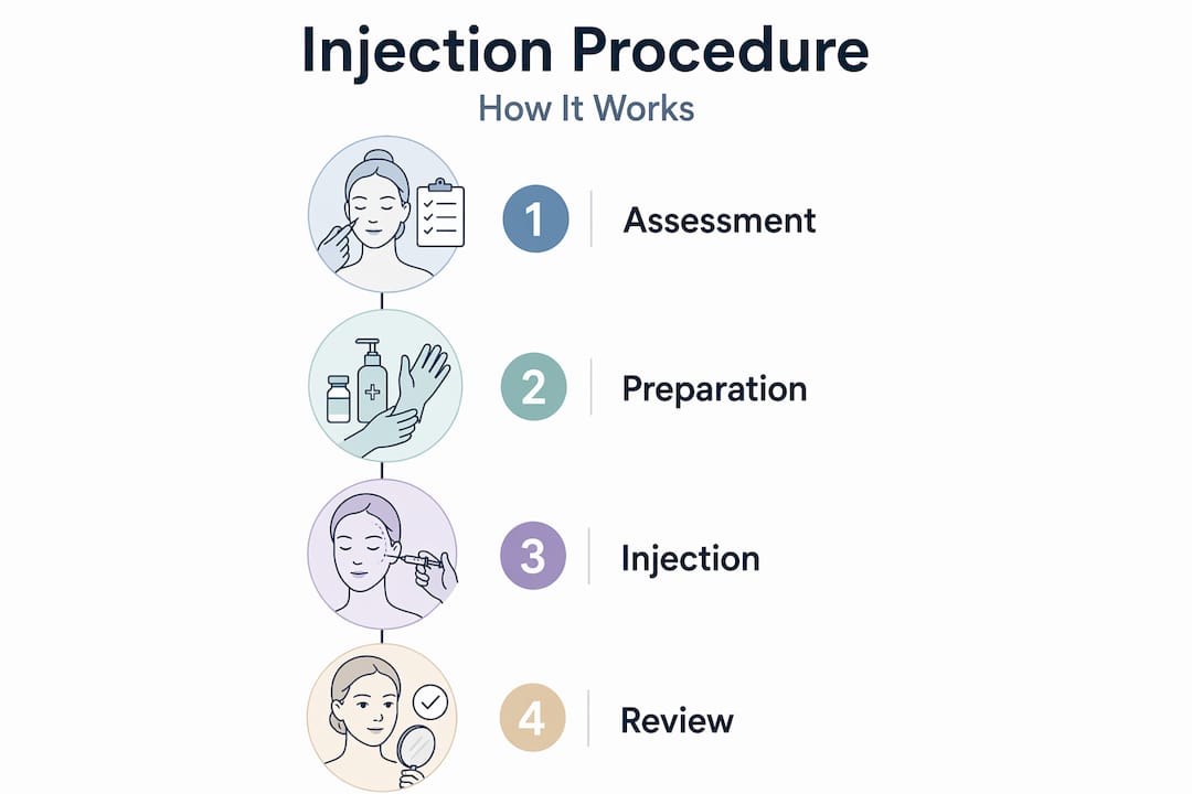 Infographic showing injection steps process