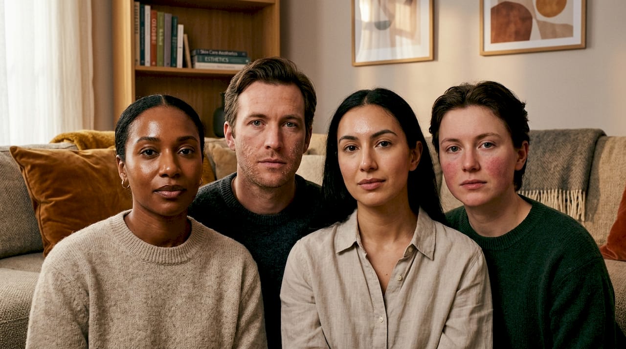 Close-up portraits displaying main skin types