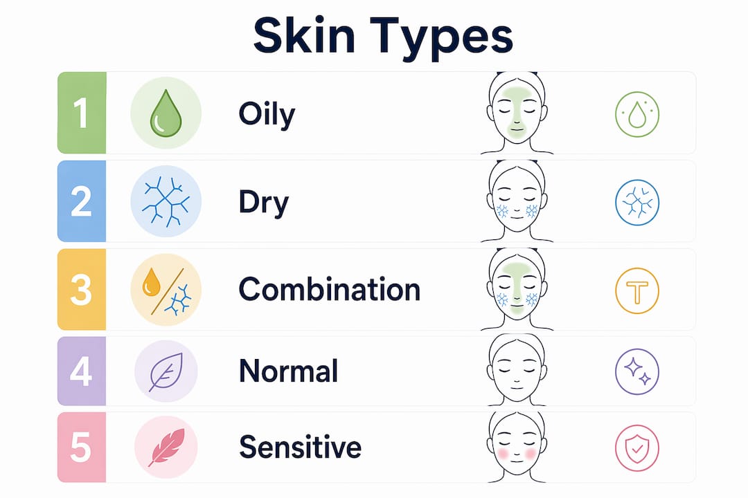 Infographic showing hierarchy of main skin types