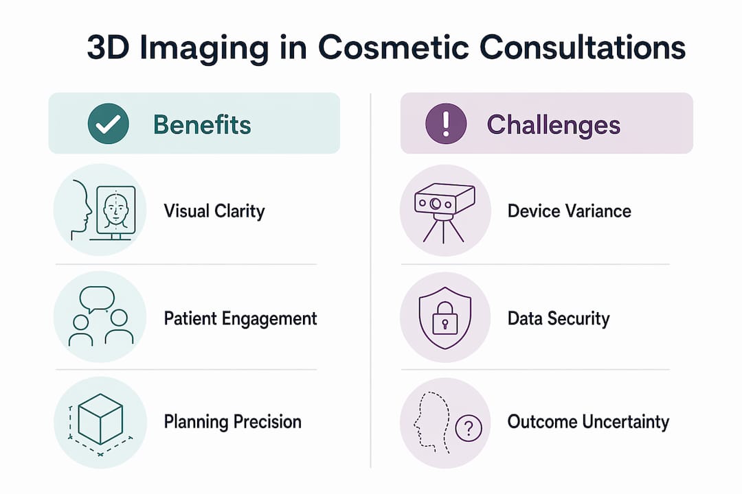 Infographic comparing 3D imaging benefits and challenges