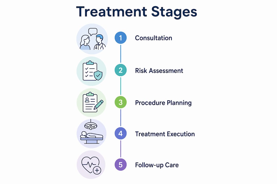 Infographic showing step-by-step treatment protocol stages
