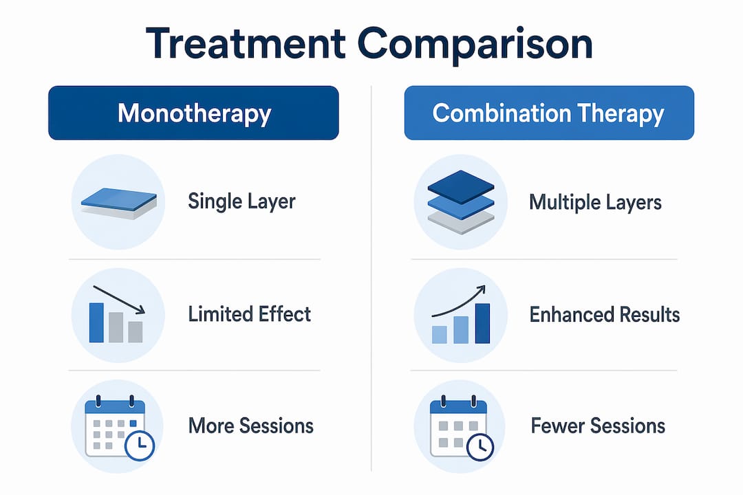 Infographic comparing monotherapy and combination therapy benefits