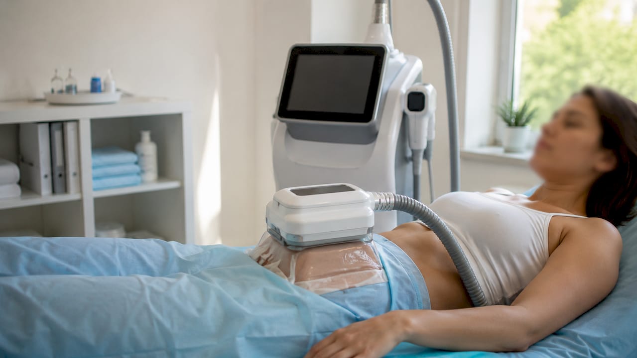 Cryolipolysis machine in clinical fat reduction treatment