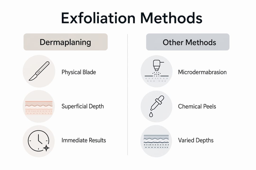 Infographic comparing dermaplaning and other exfoliation methods