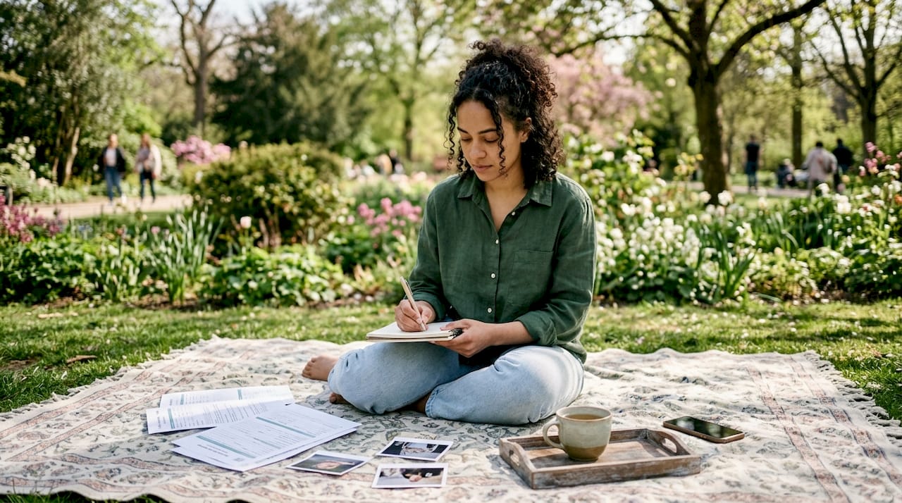 Patient preparing notes for consultation at home
