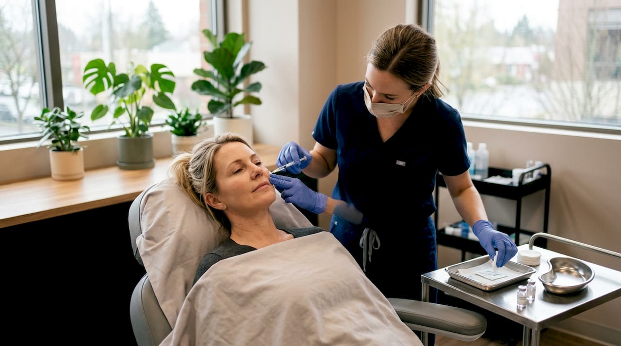 Clinician administering minimally invasive injection