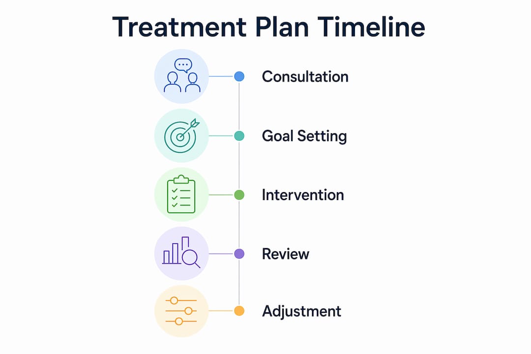 Infographic showing cosmetic treatment plan timeline steps