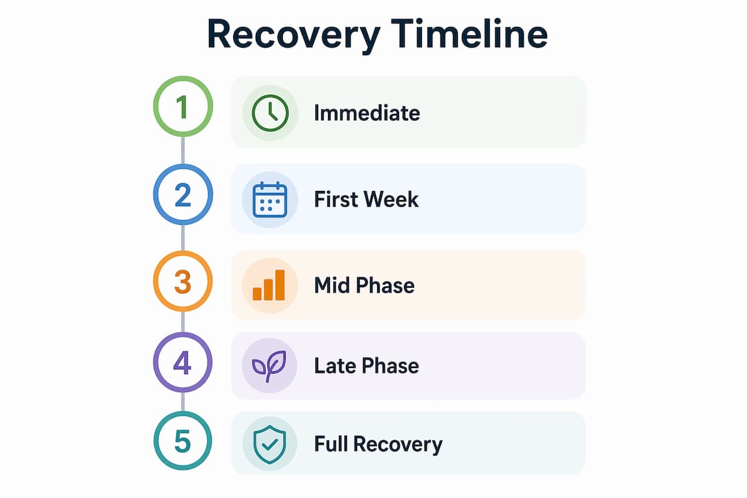 Infographic illustrating recovery timeline stages