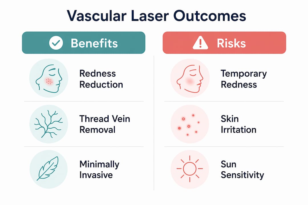Infographic comparing benefits and risks of vascular laser
