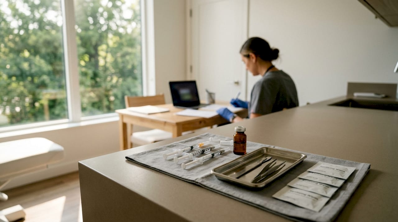 Medical tray with lip augmentation treatment tools