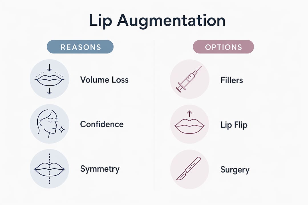 Infographic comparing lip augmentation reasons and options