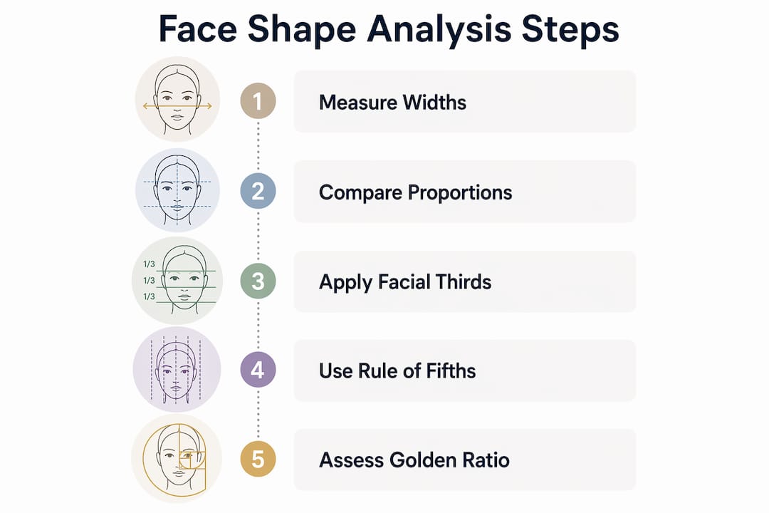 Infographic of clinical face shape analysis steps