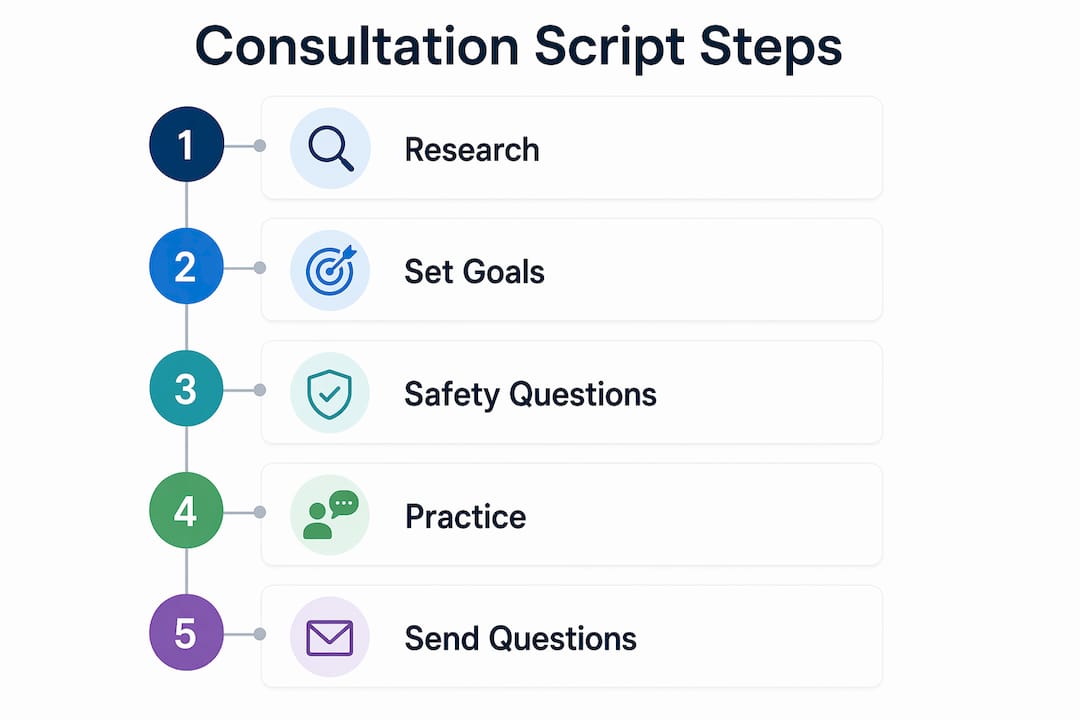 Infographic outlining consultation script preparation steps