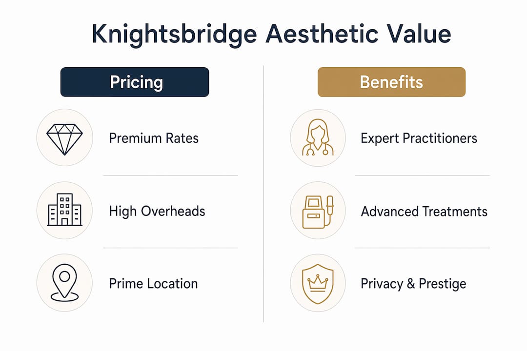 Infographic contrasting pricing and benefits of Knightsbridge aesthetics