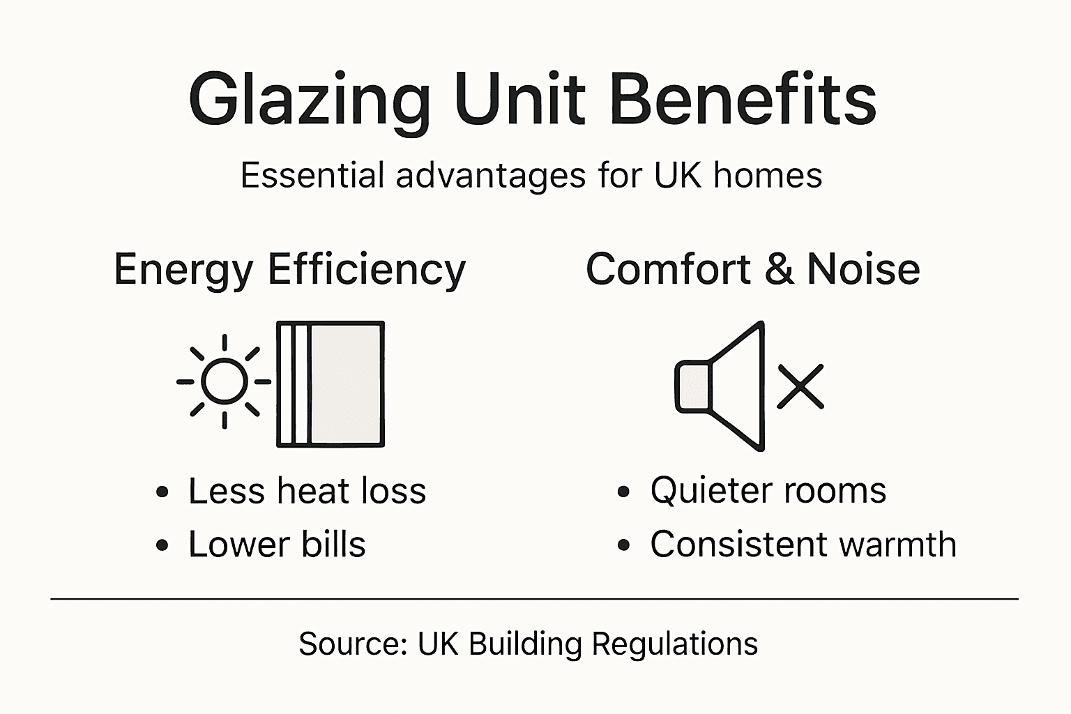 Glazing unit benefits infographic for homes