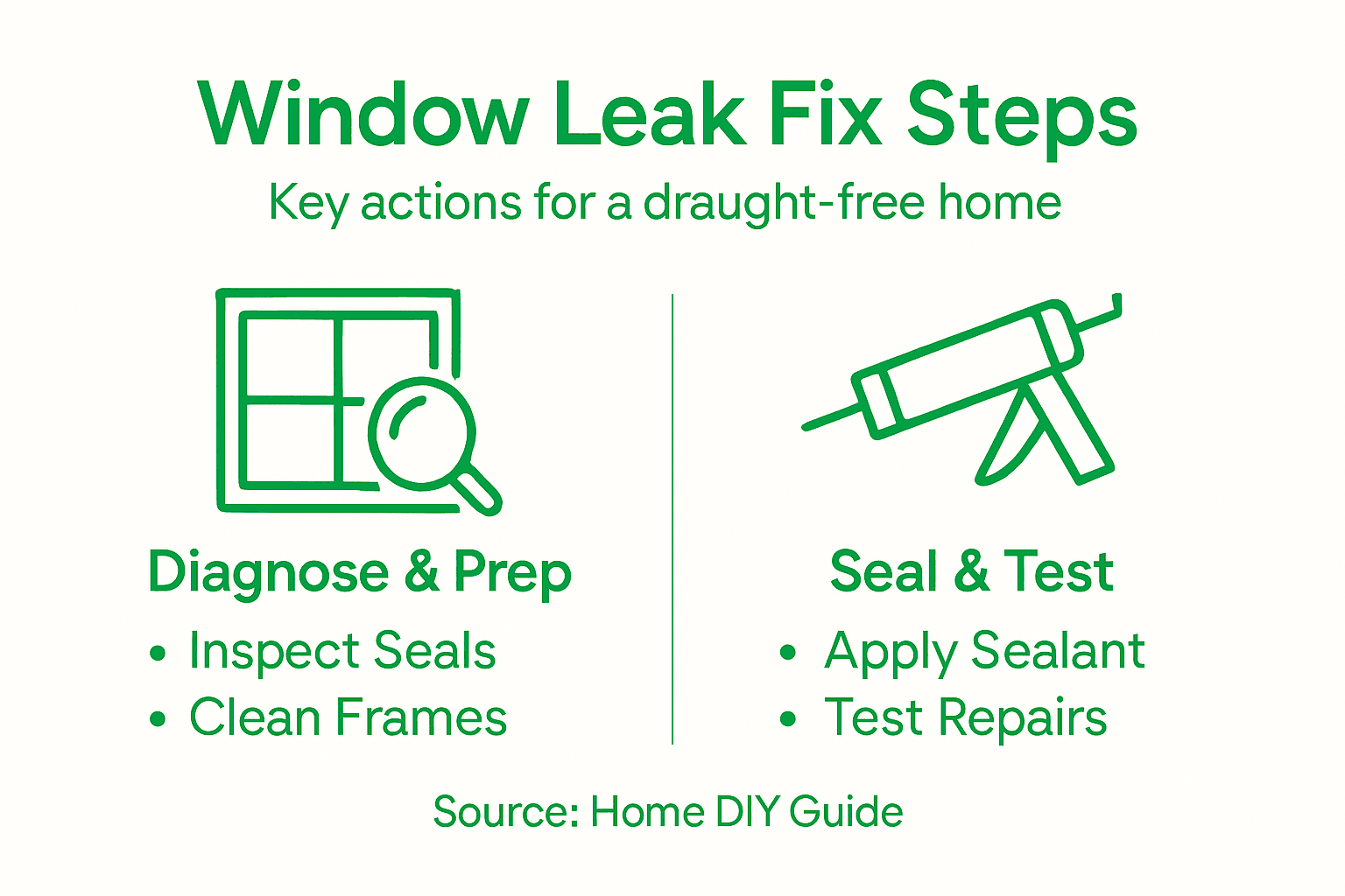 Infographic showing main window leak repair steps