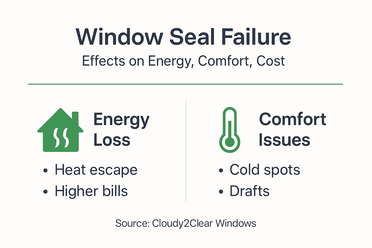 Infographic showing window seal failure effects
