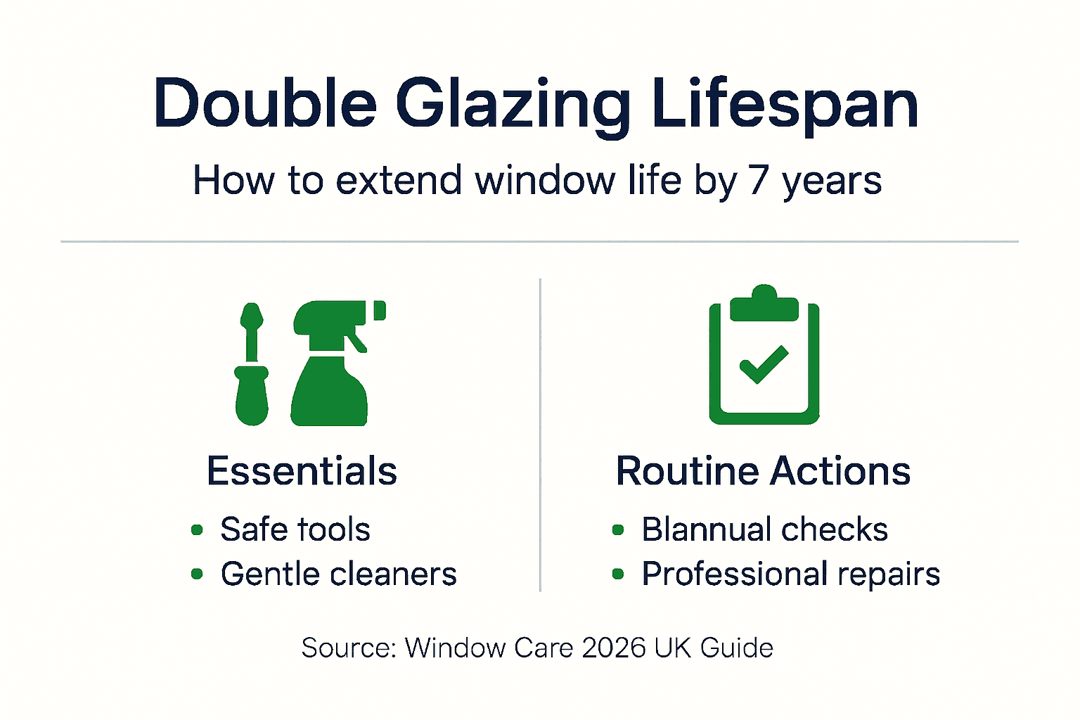 Infographic with double glazing care essentials