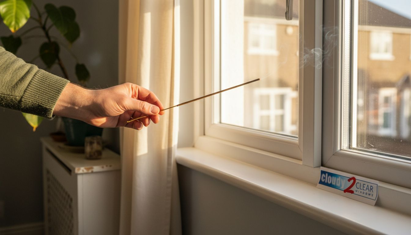 Detecting window air leaks with incense smoke