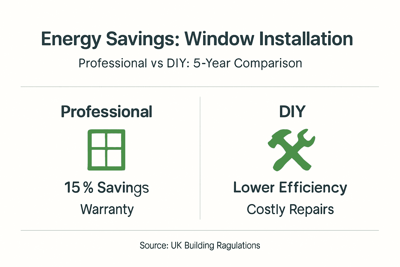 Infographic comparing professional and DIY window installation