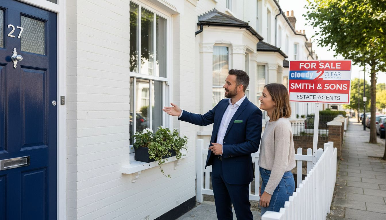 Estate agent showing new sash windows to buyers