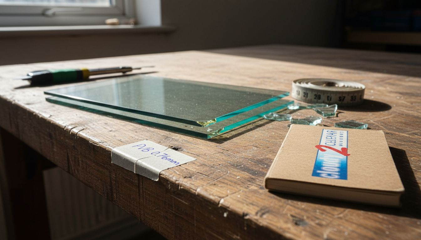 Laminated glass cutaway showing interlayer structure