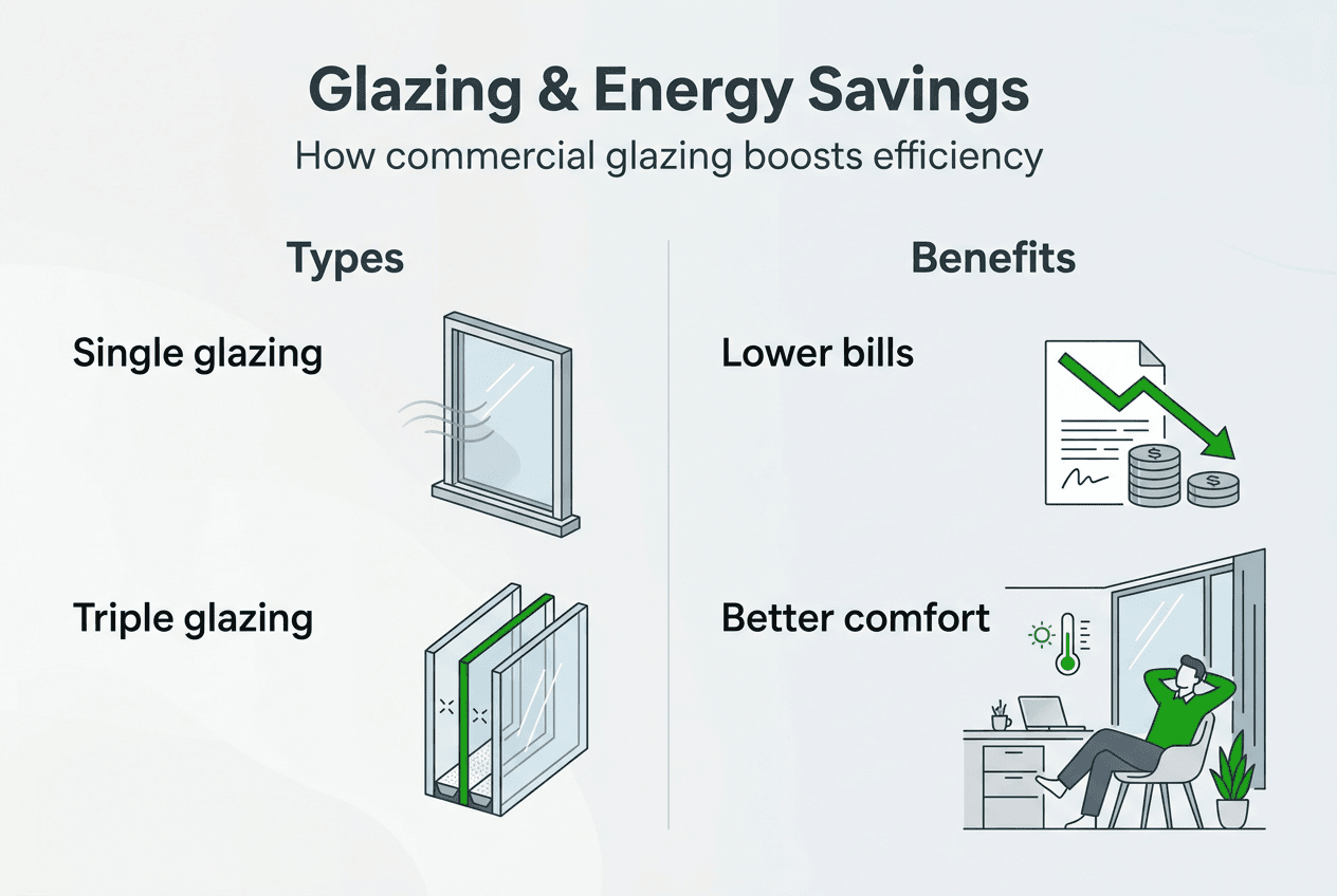 Infographic on glazing types and energy benefits