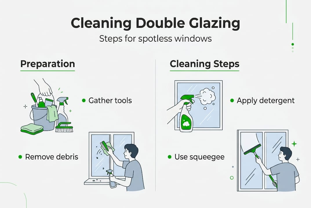 Infographic shows double glazing cleaning process