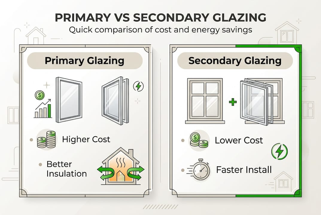 Infographic comparing cost and energy savings for glazing