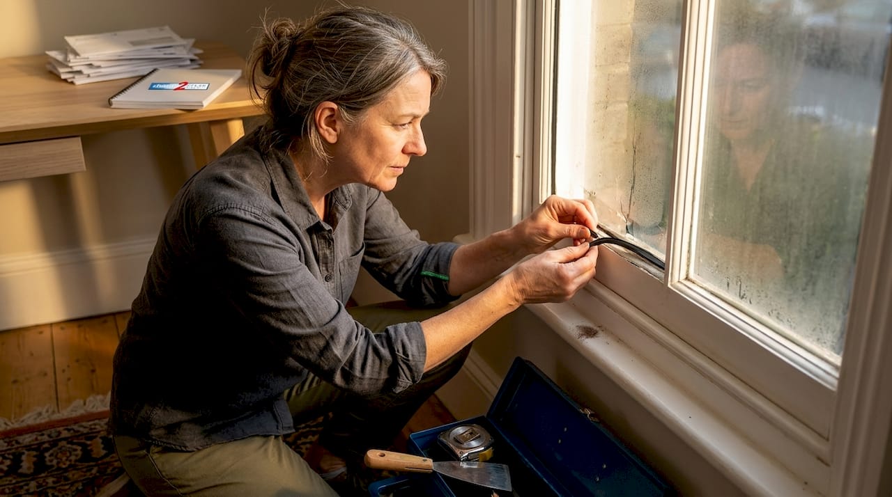 Inspecting cracked window gasket for drafts