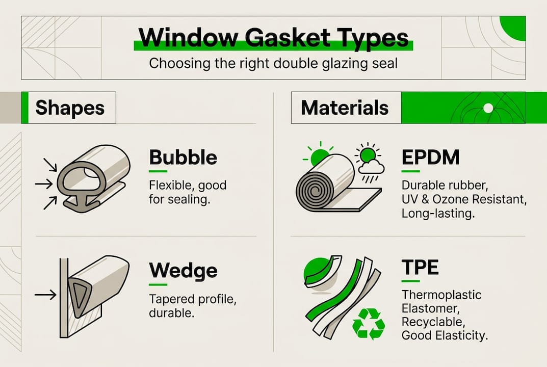Infographic of window gasket types and materials