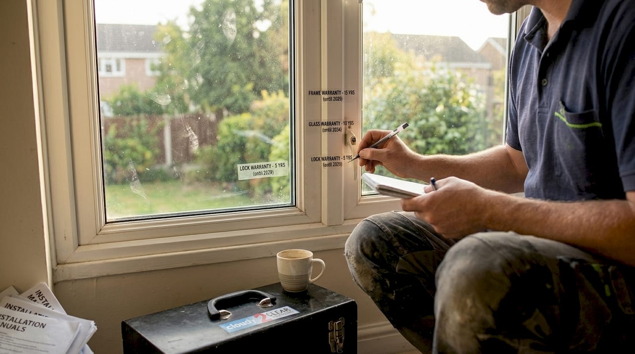 Technician labeling window warranty coverage