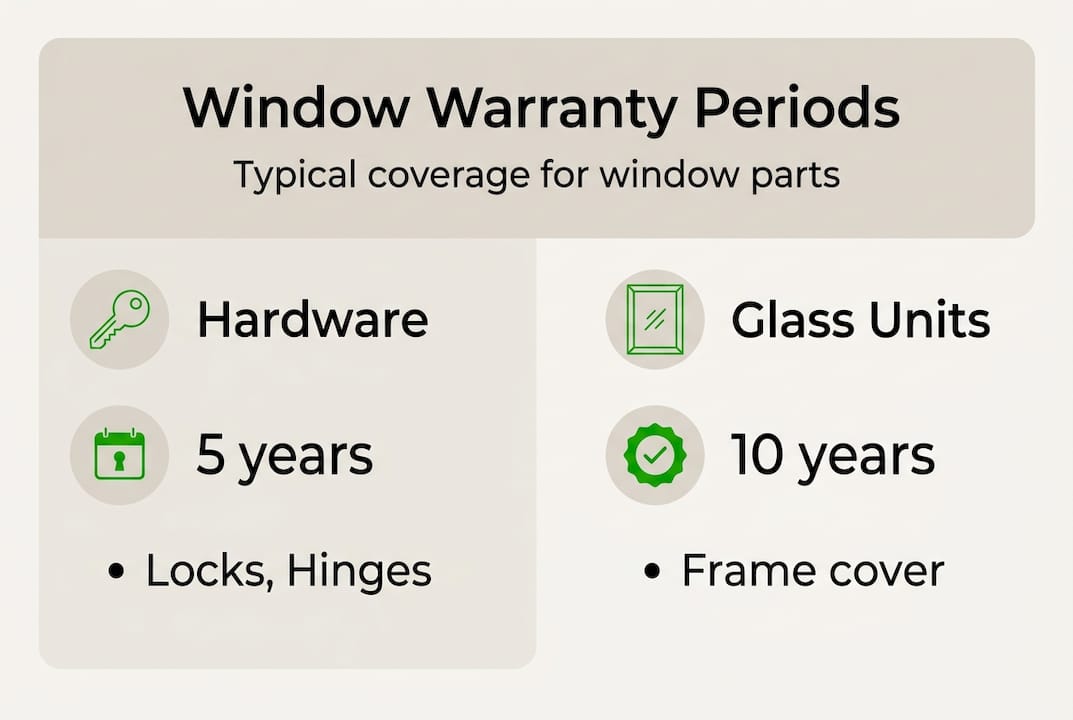 Infographic showing window warranty periods